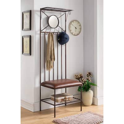 Copper Metal Hall Tree Bench