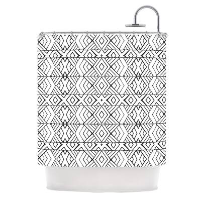 KESS InHouse Pom Graphic Design "Tribal Expression" Black White Shower Curtain (69x70) - Multi - 69 x 70