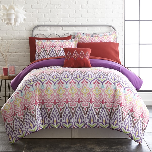 Amraupur Overseas 8-piece Printed Reversible Complete Bed Set Tribal Ikat