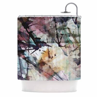 KESS InHouse Malia Shields "Abstract Trees" Abstract Painting Shower Curtain (69x70) - Blue/Pink - 69 x 70