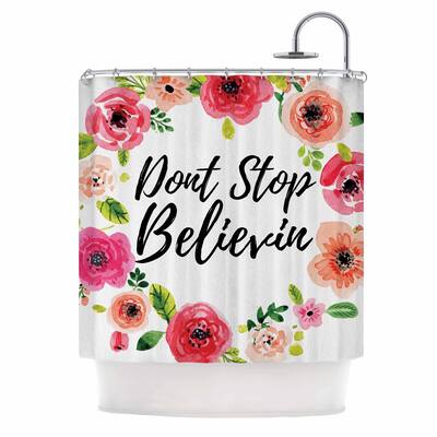 KESS InHouse KESS Original "Don't Stop Believin" Coral White Shower Curtain (69x70) - Multi - 69 x 70