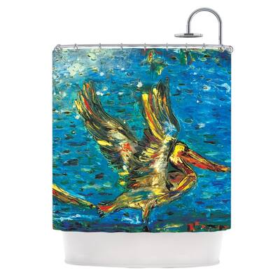 KESS InHouse Josh Serafin "Seabirds" Blue Yellow Shower Curtain (69x70) - Multi - 69 x 70