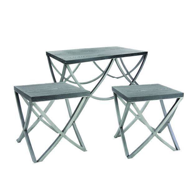 Benzara Grey Wood and Metal Console Table (Set of 3)