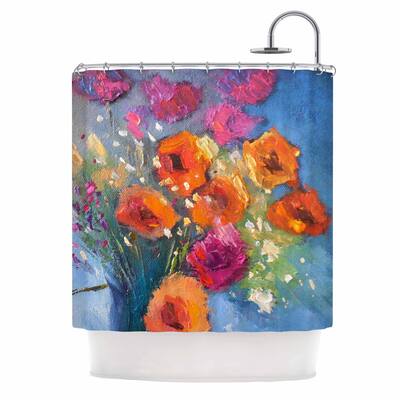 KESS InHouse Carol Schiff "Roadside Bouquet" Orange Blue Shower Curtain (69x70) - Multi