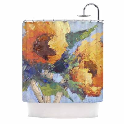 KESS InHouse Carol Schiff "Sunflower Trio" Yellow Floral Shower Curtain (69x70) - Multi