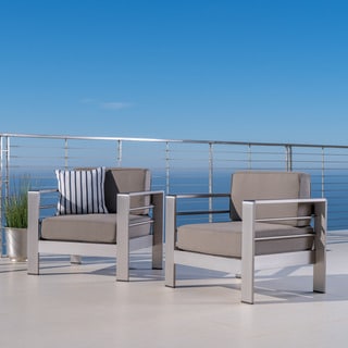 Cape Coral Outdoor Aluminum Club Chair with Cushions (Set of 2) by Christopher Knight Home