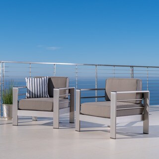 Cape Coral Outdoor Aluminum Club Chair with Cushions (Set of 2) by Christopher Knight Home