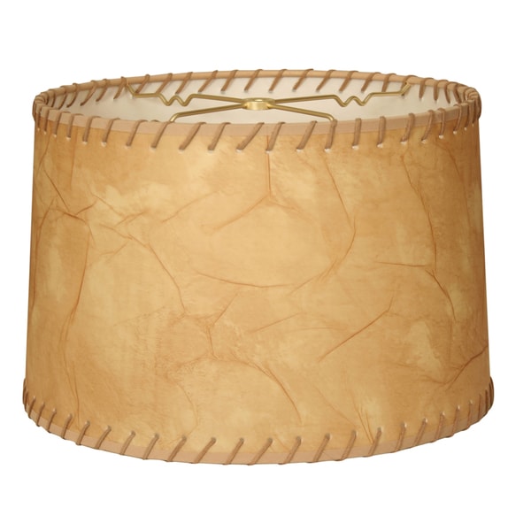 Royal Designs Shallow Drum Lamp Shade Light Brown Faux Leather Royal Designs Shallow Drum Lamp Shade Light Brown Faux Leather With Lace 11 X