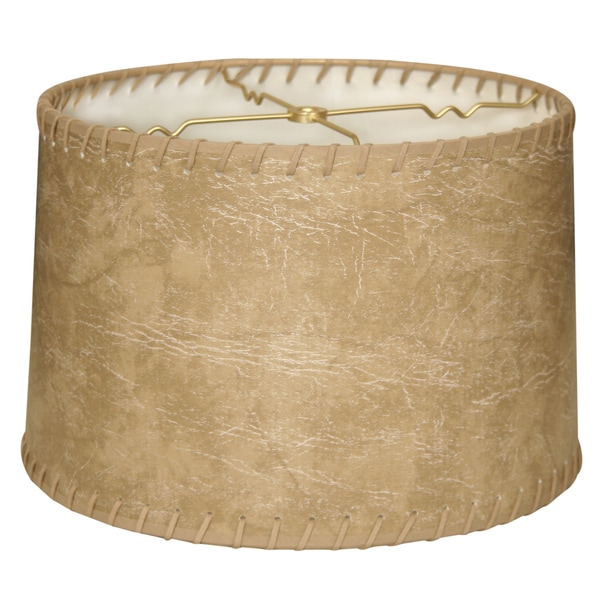 Royal Designs Shallow Drum Lamp Shade Brown Faux Leather With Lace Royal Designs Shallow Drum Lamp Shade Brown Faux Leather With Lace 13 X 14