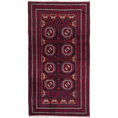 ecarpetgallery Hand-Knotted Finest Baluch Black, Red Wool Rug (3'6 x 6'7) - 3'6 x 6'7