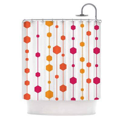 KESS InHouse NL Designs "Warm Dots" White Pattern Shower Curtain (69x70) - Multi - 69 x 70