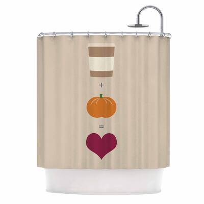 KESS InHouse KESS Original "Pumpkin Spice Latte" Tan Orange Shower Curtain (69x70) - Multi - 69 x 70