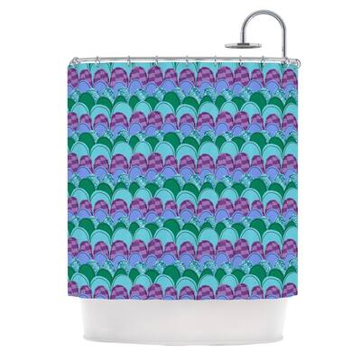 KESS InHouse Jane Smith "Woodland Waves" Teal Purple Shower Curtain (69x70) - Blue - 69 x 70