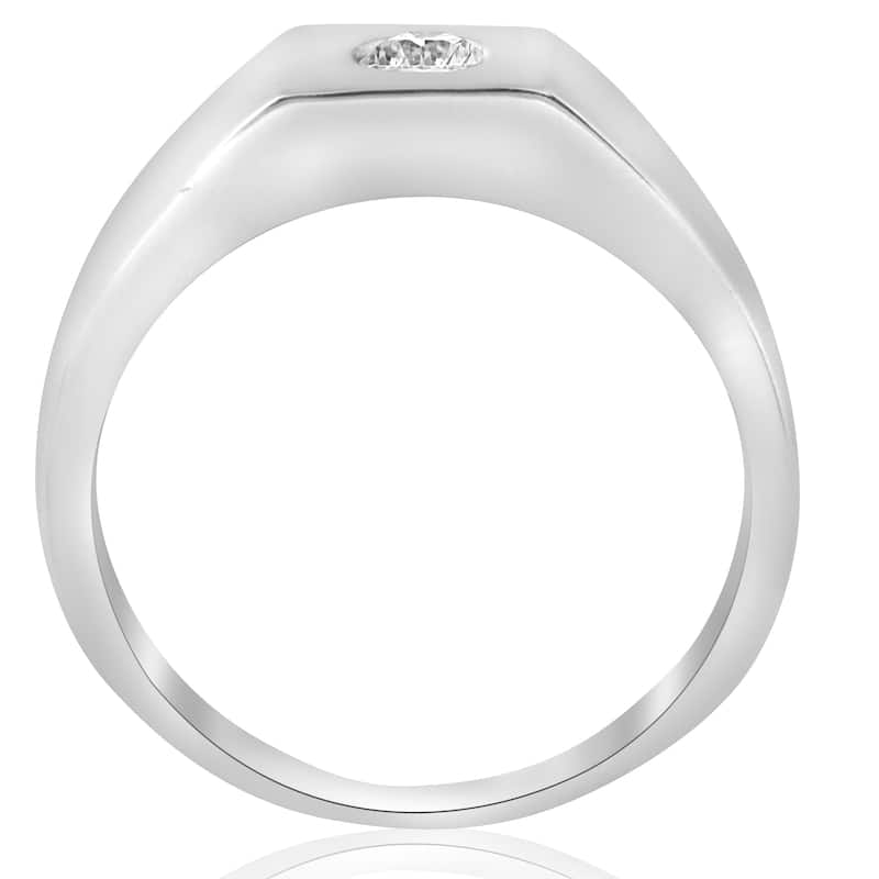 14k White Gold 1/4 ct TDW Diamond Solitaire Wedding High Polished Ring (I-J,I2-3)