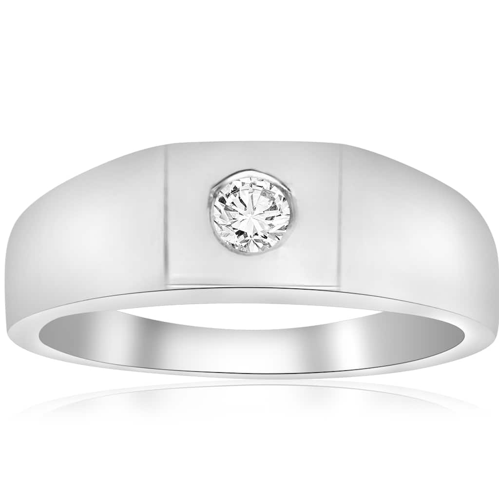 Bliss Diamond 14k White Gold 1/4 ct TDW Diamond Solitaire Wedding High Polished Ring (I-J,I2-3)