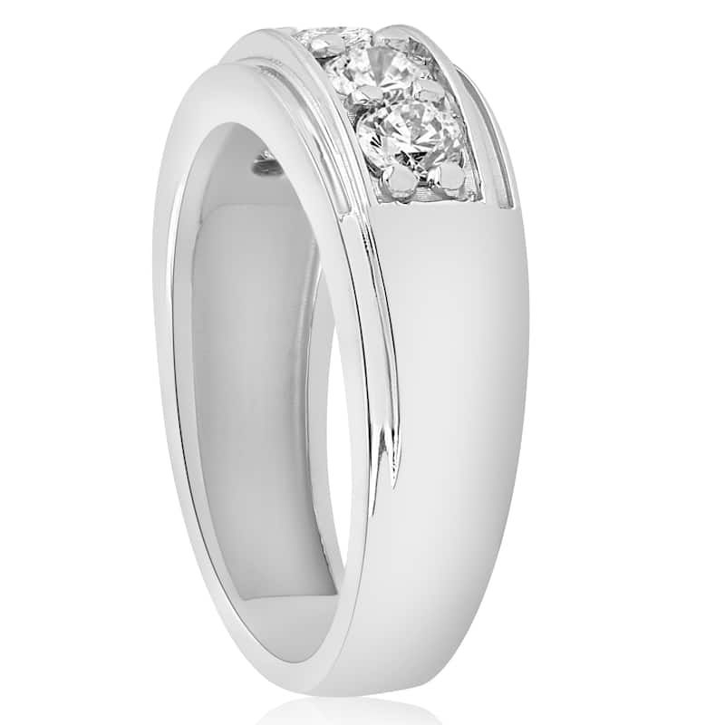 10k White Gold 1 ct TDW Diamond Five Stone Wedding Ring (I-J,I2-3)