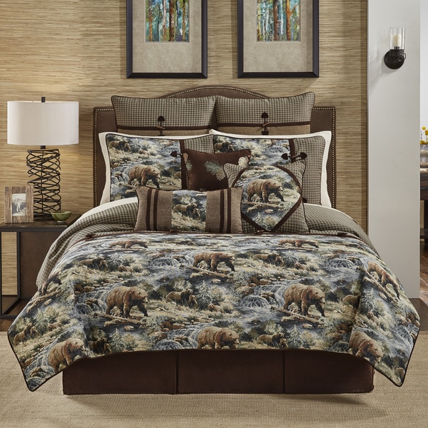 Croscill Kodiak Chenille Jacquard Woven Lodge 4 Piece Comforter Set