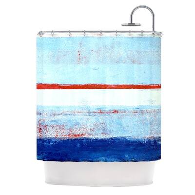 KESS InHouse CarolLynn Tice "Stripes" Blue White Shower Curtain (69x70) - Multi