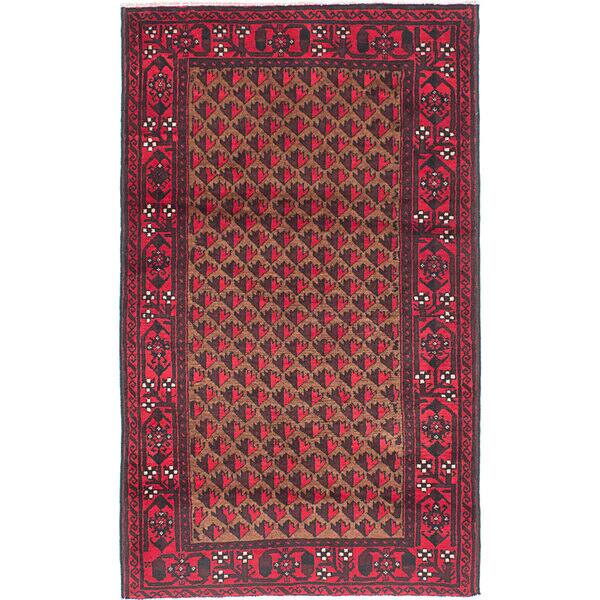 Ecarpetgallery Hand Knotted Finest Baluch Brown Red Wool Rug 3 7 X 5 10