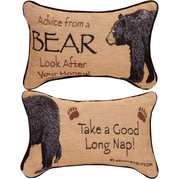 Manual Woodworkers ADVICE FROM A BEAR MULTI COLOR WORD Throw Pillow