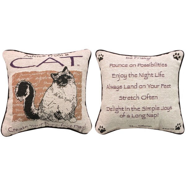 Manual Woodworkers ADVICE FROM A CAT MULTI COLOR Throw Pillow