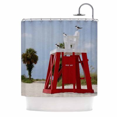 KESS InHouse Angie Turner "Keep Off" Red Blue Shower Curtain (69x70) - Multi - 69 x 70