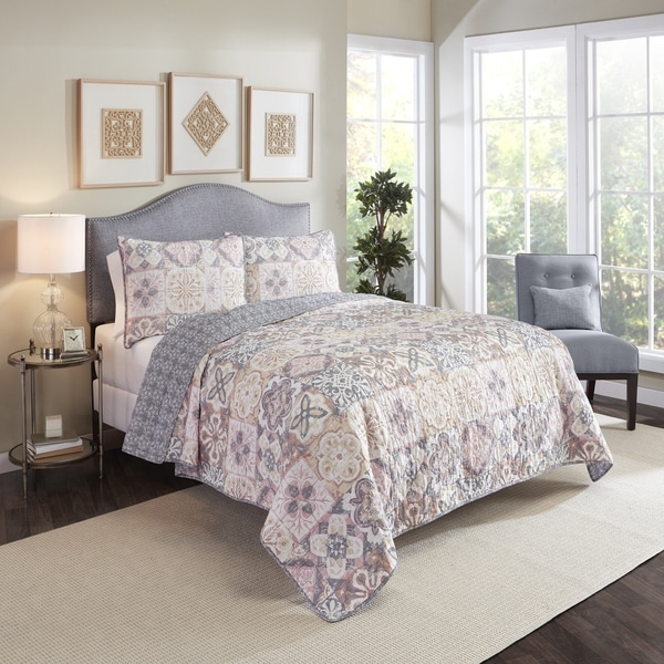 Marble Hill Torrey Reversible 100% cotton 3-Piece Quilt Set