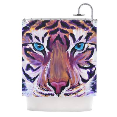 KESS InHouse Brienne Jepkema "Purple Tiger" Orange White Shower Curtain (69x70) - 69" x 70"