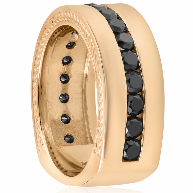 10k Yellow Gold 2 5/8 ct TDW Black Diamond Men's Rope Wedding Ring