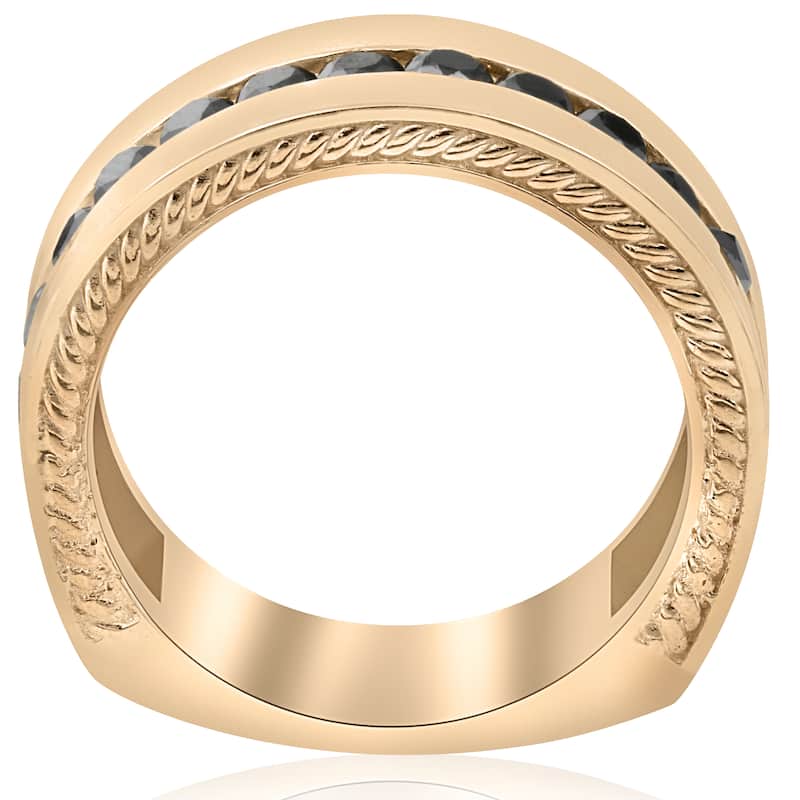 10k Yellow Gold 2 5/8 ct TDW Black Diamond Men's Rope Wedding Ring