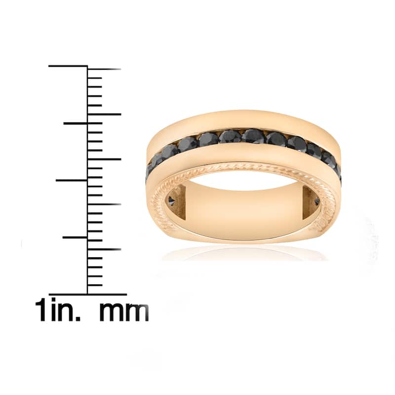 10k Yellow Gold 2 5/8 ct TDW Black Diamond Men's Rope Wedding Ring