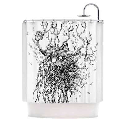 KESS InHouse Anya Volk "Forest Spirit" Black Nature Shower Curtain (69x70) - Multi - 69 x 70