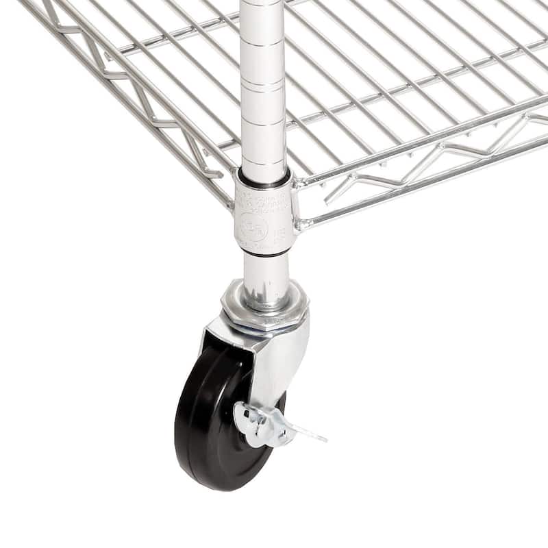 Seville Classics 36 in W x 24 in D x 72 in H, UltraDurable Commercial-Grade 5-Tier NSF-Certified Wire Shelving with Wheels