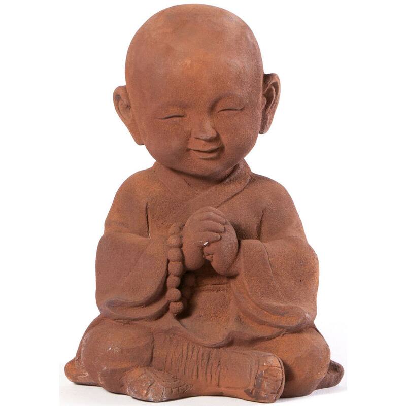 Alfresco Home Praying Buddha Garden Statue - Resin - Brown