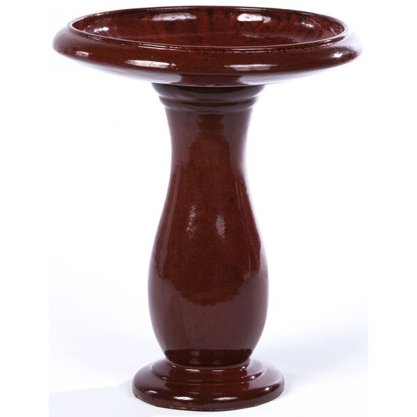 Alfresco Home Mayorca Ceramic Birdbath Island Red Free Alfresco Home Mayorca Ceramic Birdbath Island Red