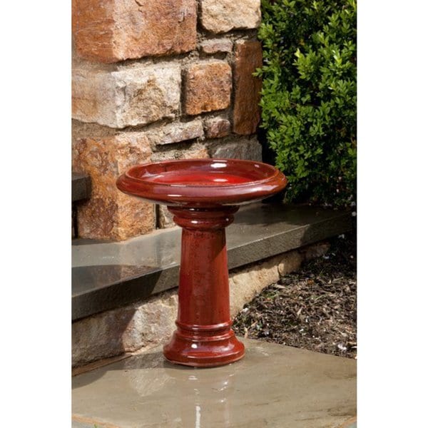 Alfresco Home Ischia Ceramic Bird Bath Island Red Free Alfresco Home Ischia Ceramic Bird Bath Island Red