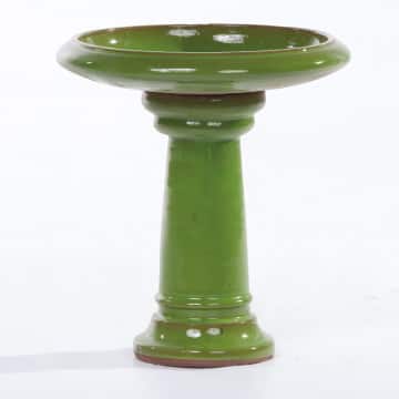 Alfresco Home Ischia Ceramic Bird Bath - Chartreuse