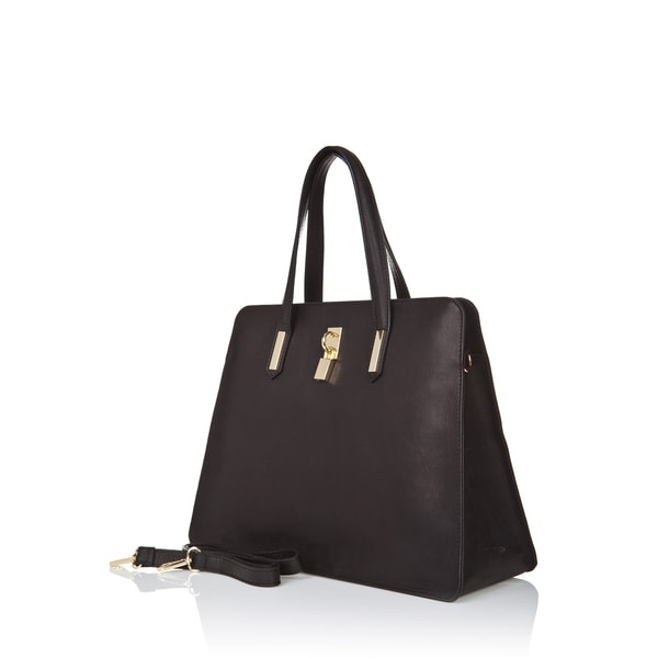 Markese Lock Leather Satchel Handbag Ships To Canada Markese Lock Leather Satchel Handbag