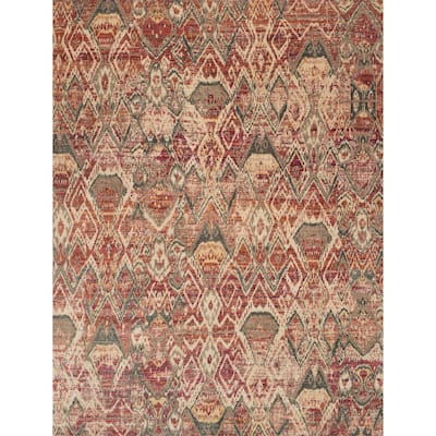 Alexander Home Genova Berry/ Ivory Boho Ikat Area Rug