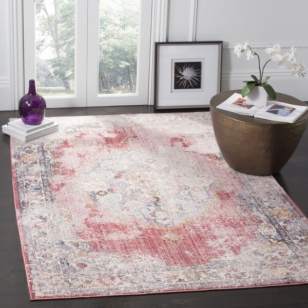 Safavieh Bristol Bohemian Pink Grey Polyester Area Rug 8 X 10 Safavieh Bristol Bohemian Pink Grey Polyester Area Rug 8 X27