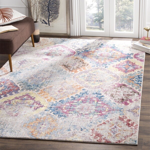 Safavieh Bristol Bohemian Blue Grey Polyester Area Rug 9 X 12 Safavieh Bristol Bohemian Blue Grey Polyester Area Rug 9 X27