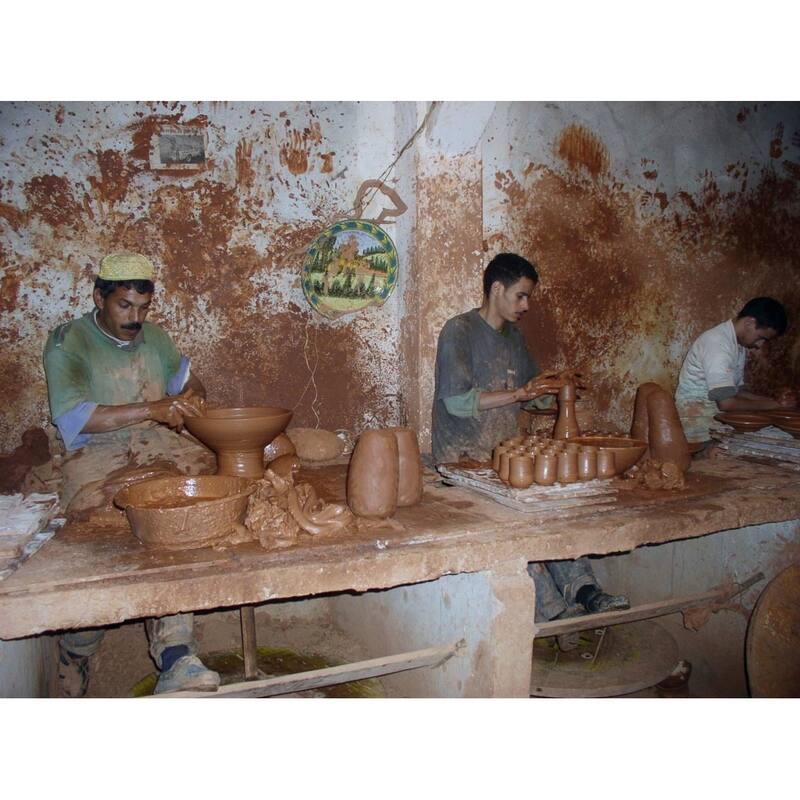 Handmade Engraved Turquoise Ceramic Plate (Morocco)