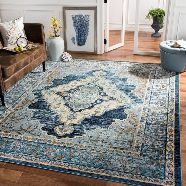 Safavieh Crystal Blue Yellow Area Rug 8 X 10 On Safavieh Crystal Blue Yellow Area Rug 8 X27
