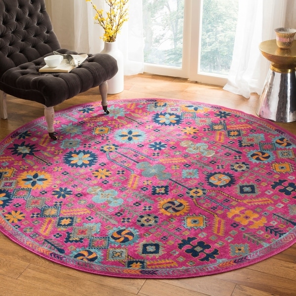 Safavieh Artisan Vintage Bohemian Fuchsia Pink/ Multi Distressed Rug - 6' 7 Round
