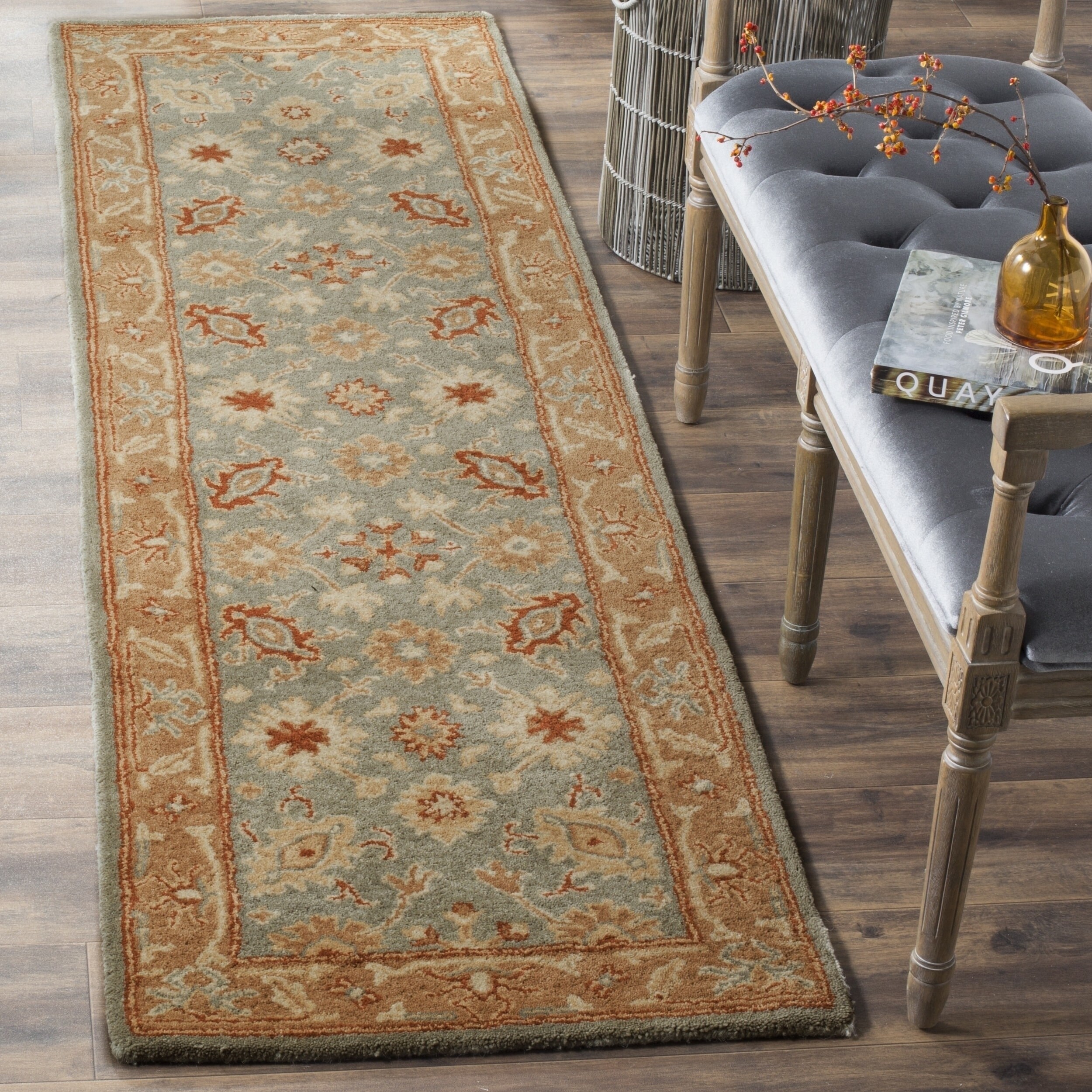 Safavieh Antiquity Bohemian Hand Tufted Blue Beige Wool Runner Rug 2 3 X 8