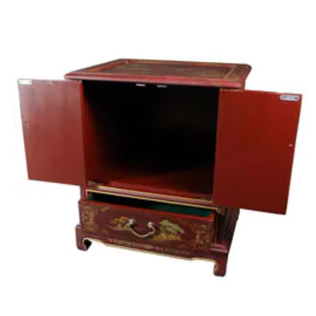 Handmade Lacquered Vintage Chinese Landscape End Table - 20.00"W x 16.00"D x 24.50"H
