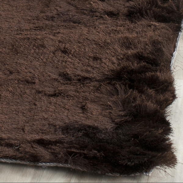 Safavieh Handmade Silken Glam Paris Shag Chocolate Brown Rug (5' Square)