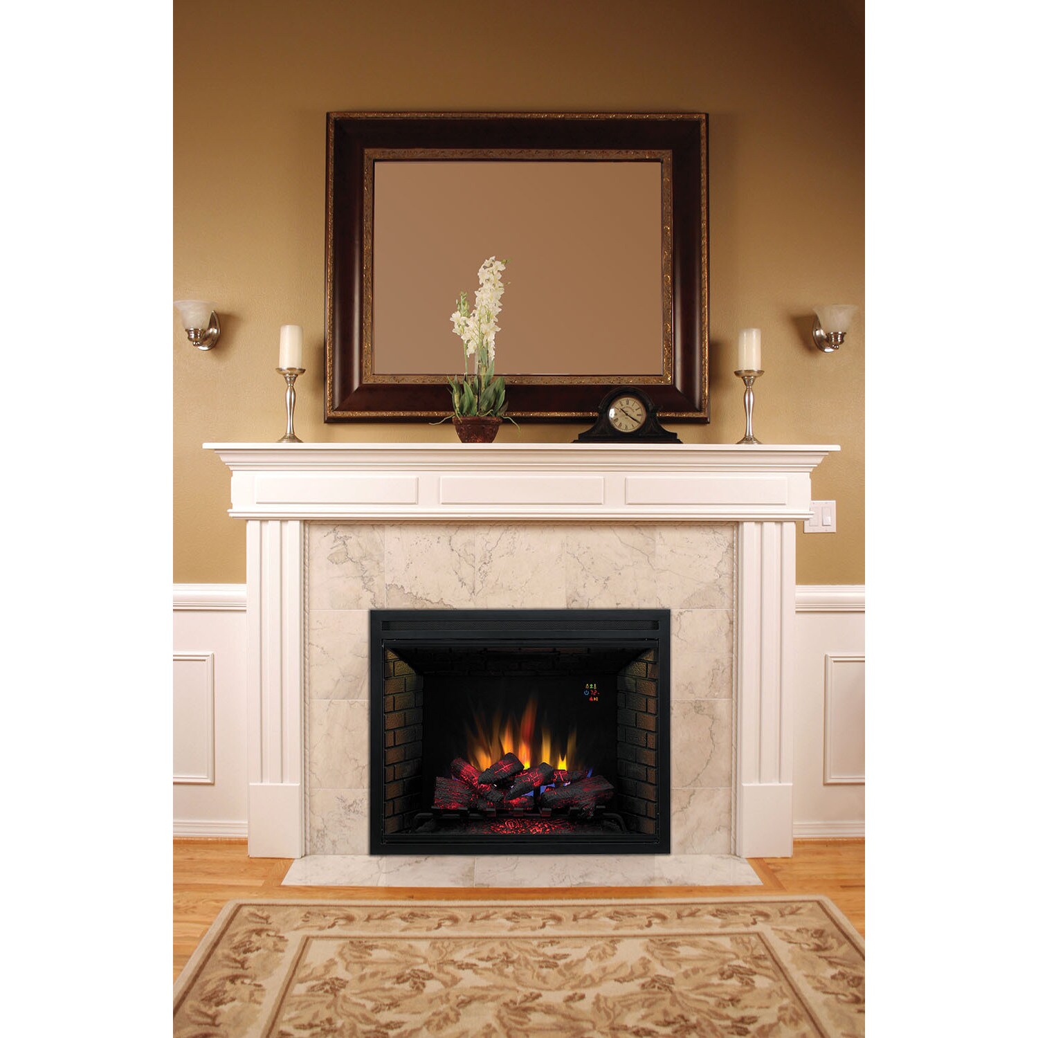 White Mountain Hearth EF39 Nexfire 39-Inch Traditional Electric Fireplace  with Inner Glow Log Set and Brick Liner