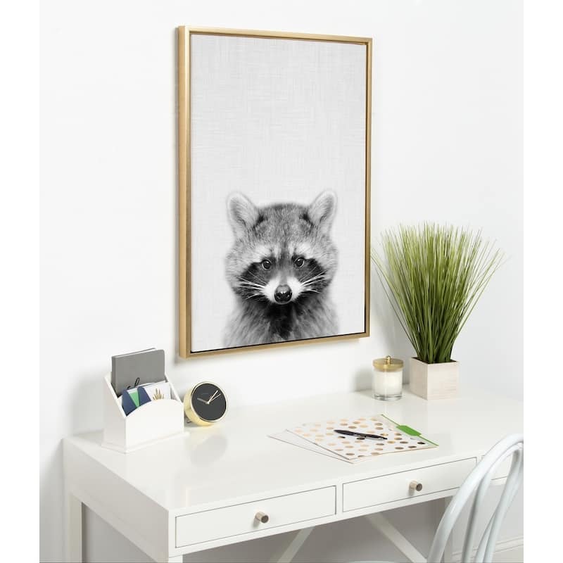Kate and Laurel Sylvie Raccoon Framed Canvas by Simon Te Tai