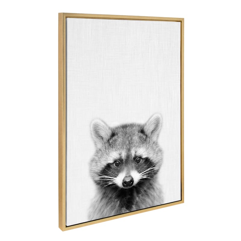 Kate and Laurel Sylvie Raccoon Framed Canvas by Simon Te Tai